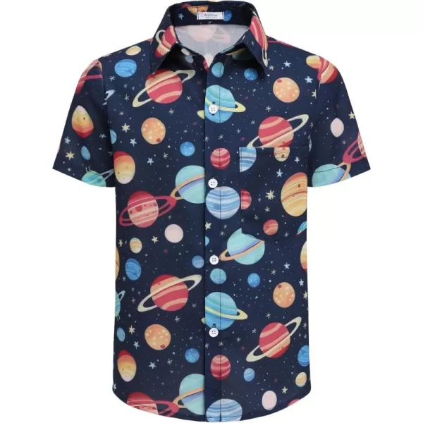 Arshiner Boy's Hawaiian Shirt Summer Tropical Button Down Shirt Short Sleeve Beach Shirt for Kids 100% Cotton Size 4-14 Years