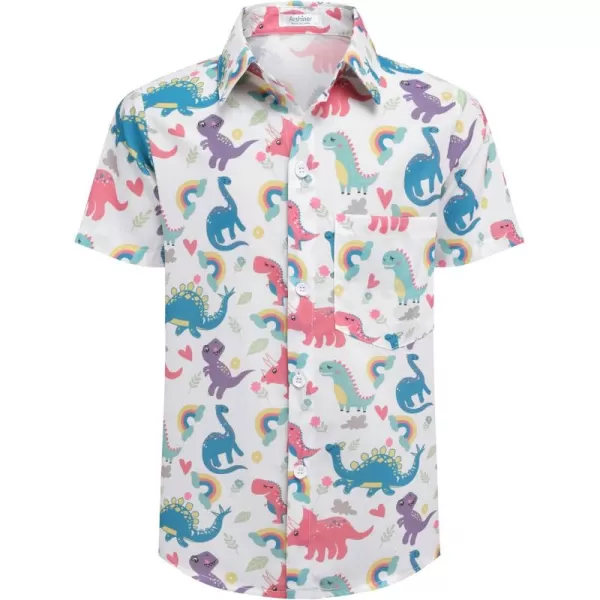 Arshiner Boy's Hawaiian Shirt Summer Tropical Button Down Shirt Short Sleeve Beach Shirt for Kids 100% Cotton Size 4-14 Years