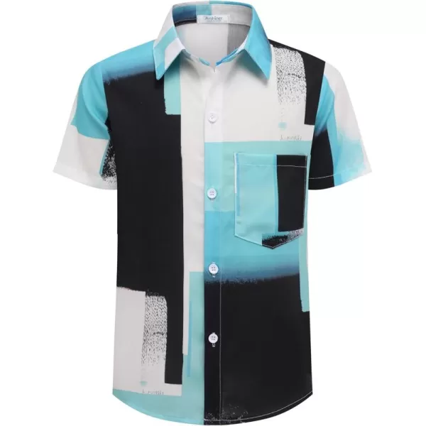 Arshiner Boy's Hawaiian Shirt Summer Tropical Button Down Shirt Short Sleeve Beach Shirt for Kids 100% Cotton Size 4-14 Years