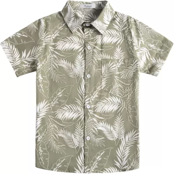 Arshiner Boy's Hawaiian Shirt Summer Tropical Button Down Shirt Short Sleeve Beach Shirt for Kids 100% Cotton Size 4-14 Years