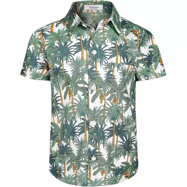 Arshiner Boy's Hawaiian Shirt Summer Tropical Button Down Shirt Short Sleeve Beach Shirt for Kids 100% Cotton Size 4-14 Years