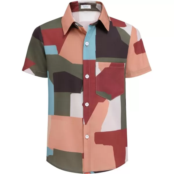 Arshiner Boy's Hawaiian Shirt Summer Tropical Button Down Shirt Short Sleeve Beach Shirt for Kids 100% Cotton Size 4-14 Years