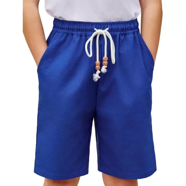 Arshiner Boys Linen Shorts Summer Beach Shorts Elastic Waist Drawstring Casual Shorts with Pockets Size 6-18