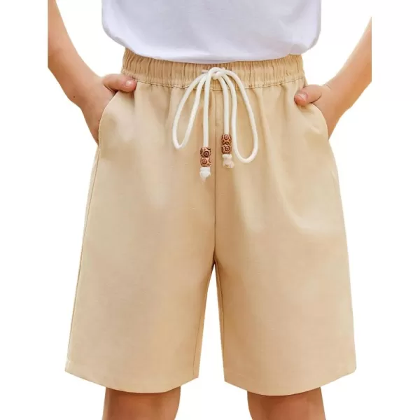 Arshiner Boys Linen Shorts Summer Beach Shorts Elastic Waist Drawstring Casual Shorts with Pockets Size 6-18