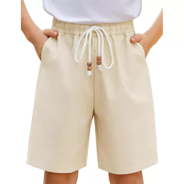 Arshiner Boys Linen Shorts Summer Beach Shorts Elastic Waist Drawstring Casual Shorts with Pockets Size 6-18