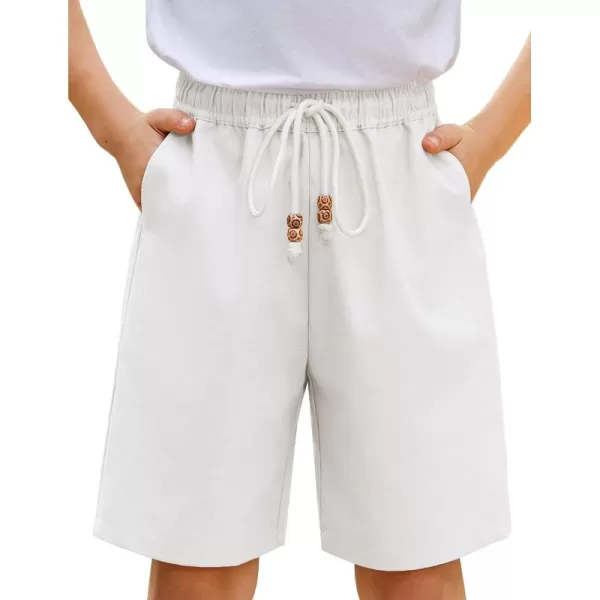 Arshiner Boys Linen Shorts Summer Beach Shorts Elastic Waist Drawstring Casual Shorts with Pockets Size 6-18