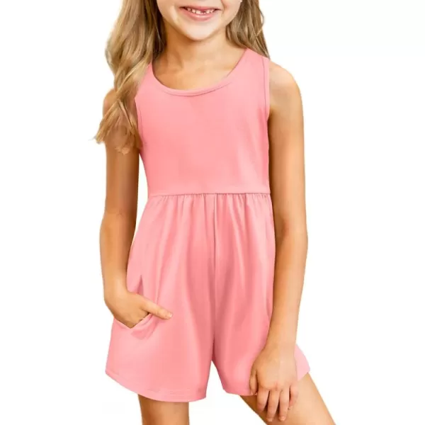 Arshiner Girls' Casual Summer Sleeveless Jumpsuits Loose One Piece Romper Short Overalls Outfits with Pockets