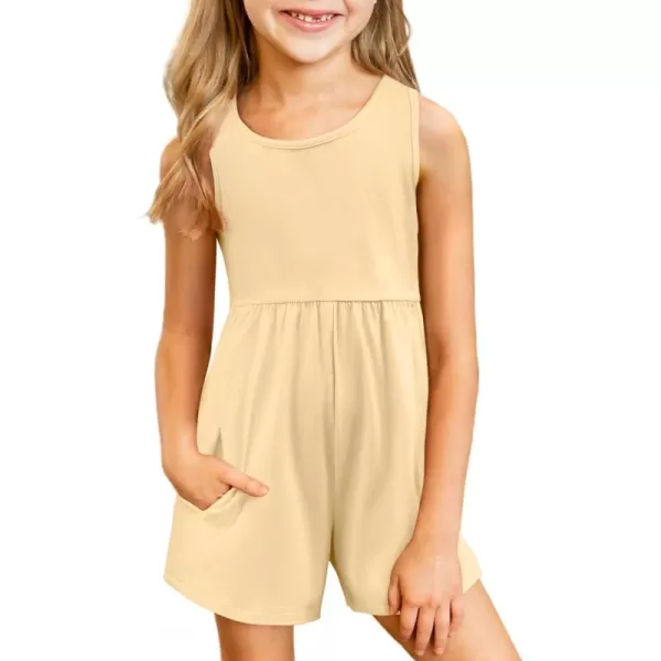 Arshiner Girls' Casual Summer Sleeveless Jumpsuits Loose One Piece Romper Short Overalls Outfits with Pockets