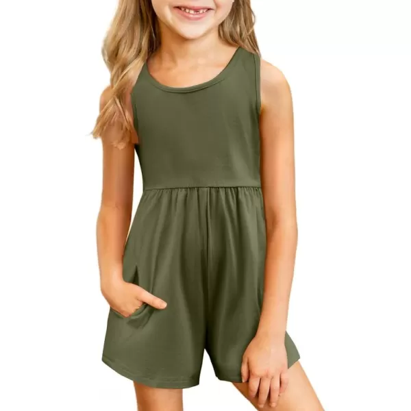 Arshiner Girls' Casual Summer Sleeveless Jumpsuits Loose One Piece Romper Short Overalls Outfits with Pockets