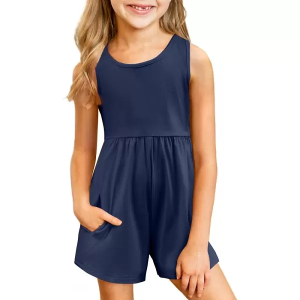 Arshiner Girls' Casual Summer Sleeveless Jumpsuits Loose One Piece Romper Short Overalls Outfits with Pockets