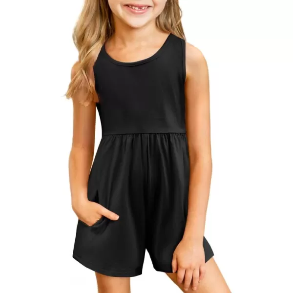 Arshiner Girls' Casual Summer Sleeveless Jumpsuits Loose One Piece Romper Short Overalls Outfits with Pockets