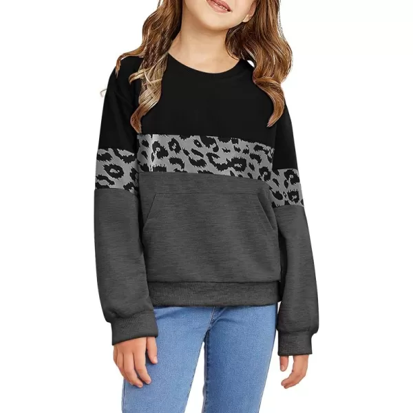 Arshiner Girls Color Block Sweatshirts Tops Kids Crewneck Long Sleeve Lightweight Pullover Hoodies