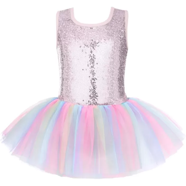 Arshiner Girls Dance Tutu Dress Sparkly Sequin Ballet Leotards Cross Back Ballerina Costumes for Toddler Party
