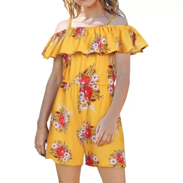 Arshiner Girls Kids Jumpsuit Off Shoulder Ruffle Romper Playsuit Summer Outfits Clothes Set