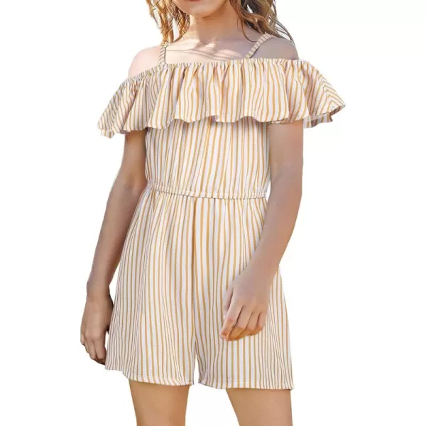 Arshiner Girls Kids Jumpsuit Off Shoulder Ruffle Romper Playsuit Summer Outfits Clothes Set