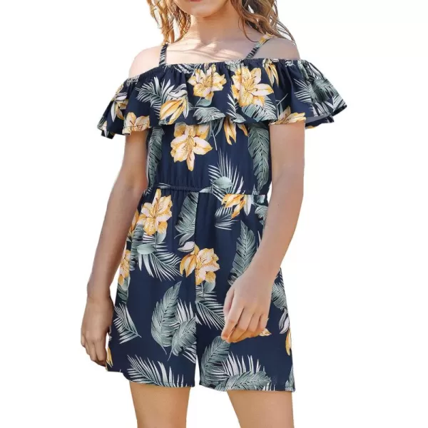 Arshiner Girls Kids Jumpsuit Off Shoulder Ruffle Romper Playsuit Summer Outfits Clothes Set