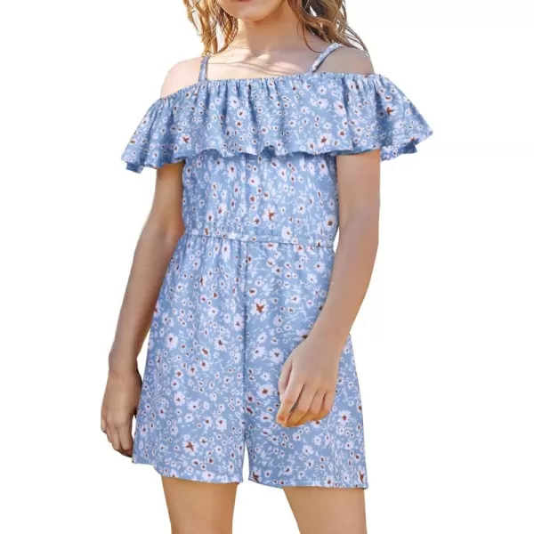 Arshiner Girls Kids Jumpsuit Off Shoulder Ruffle Romper Playsuit Summer Outfits Clothes Set