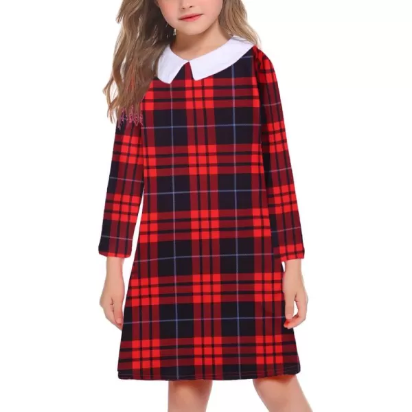 Arshiner Girls Long Sleeve Vintage Peter Pan Collar T-Shirt Dress Age 4-13 Years