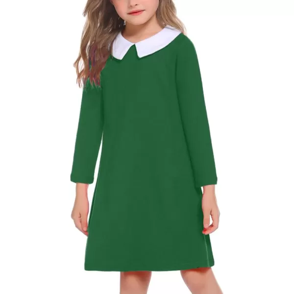 Arshiner Girls Long Sleeve Vintage Peter Pan Collar T-Shirt Dress Age 4-13 Years