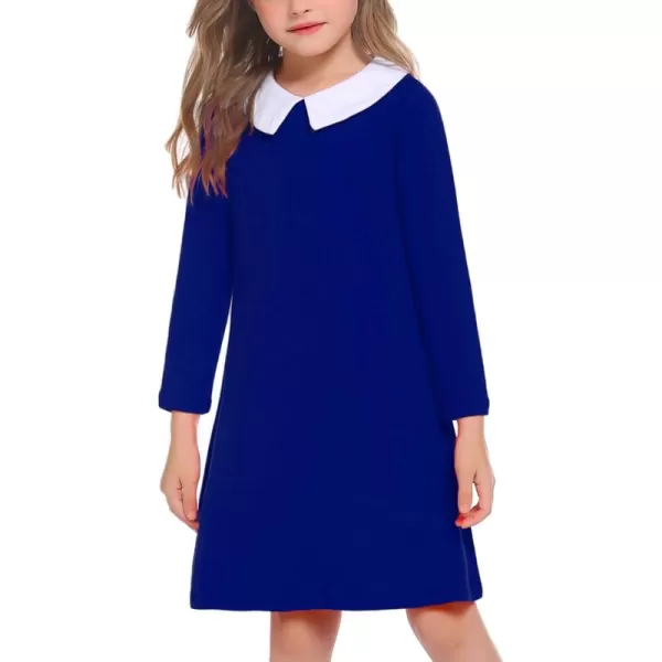 Arshiner Girls Long Sleeve Vintage Peter Pan Collar T-Shirt Dress Age 4-13 Years