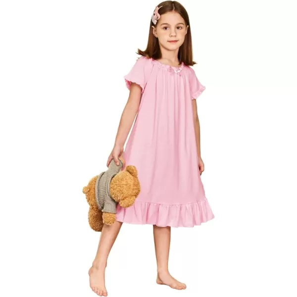 Arshiner Girls Nightgowns Sleepwear Short Sleeve Victorian Pajama Dress Soft Princess Sleepshirt for 3-12 Years Kids