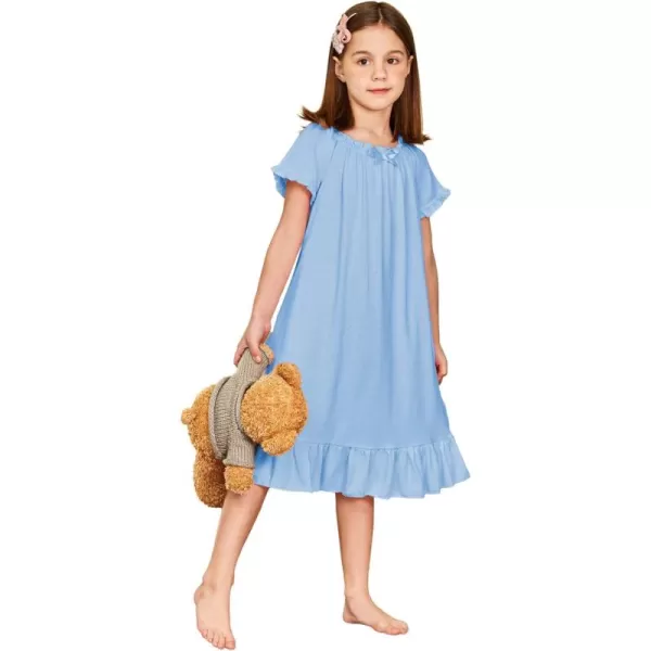 Arshiner Girls Nightgowns Sleepwear Short Sleeve Victorian Pajama Dress Soft Princess Sleepshirt for 3-12 Years Kids