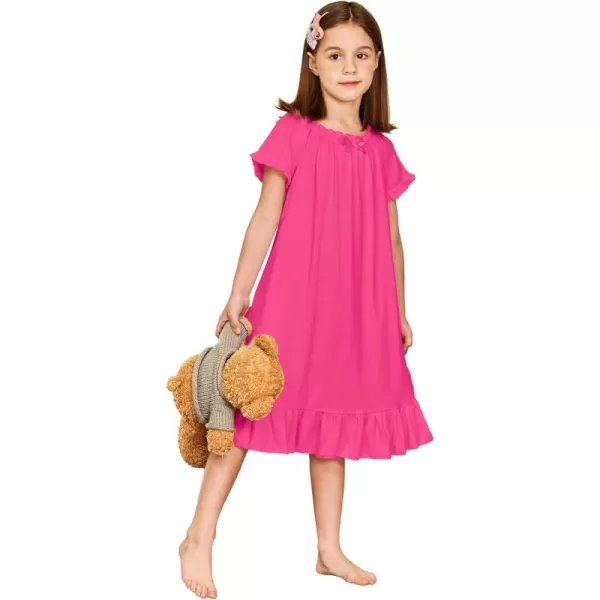 Arshiner Girls Nightgowns Sleepwear Short Sleeve Victorian Pajama Dress Soft Princess Sleepshirt for 3-12 Years Kids