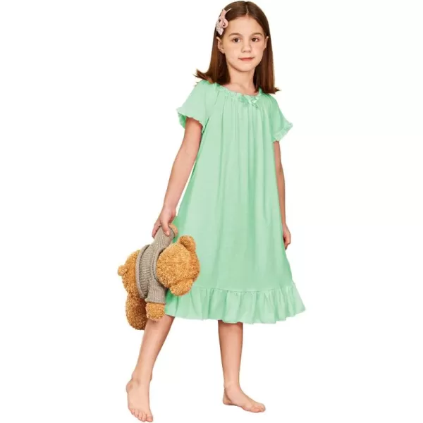 Arshiner Girls Nightgowns Sleepwear Short Sleeve Victorian Pajama Dress Soft Princess Sleepshirt for 3-12 Years Kids