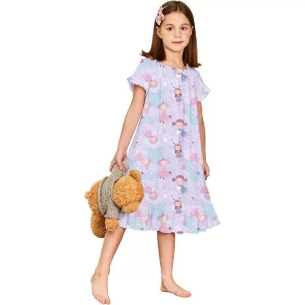Arshiner Girls Nightgowns Sleepwear Short Sleeve Victorian Pajama Dress Soft Princess Sleepshirt for 3-12 Years Kids