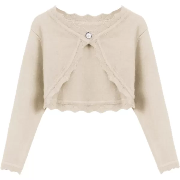 Arshiner Girls Open Front Bolero Shrug Kids Long Sleeve Cropped Elegant Cardigan Knit Sweater