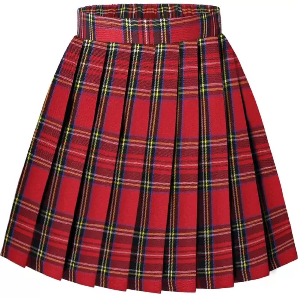 Arshiner Girls Pleated Skirt High Waisted Plaid A-line Skirts with Lining Shorts School Uniform