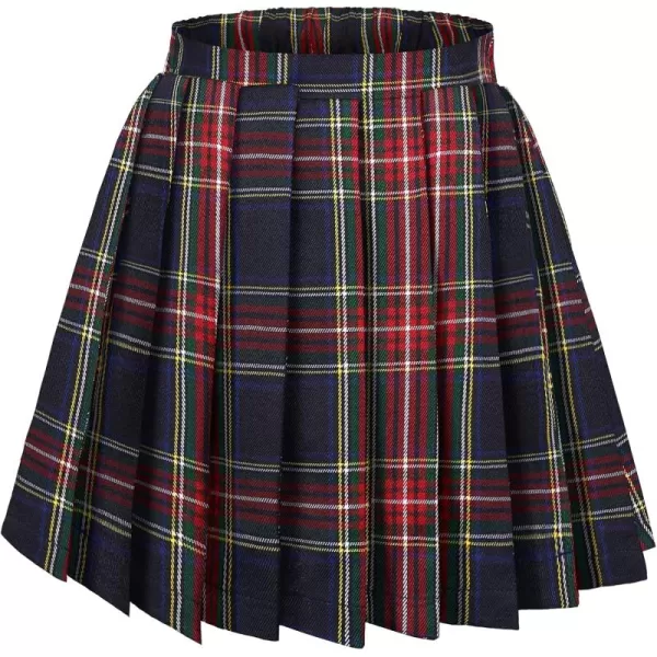 Arshiner Girls Pleated Skirt High Waisted Plaid A-line Skirts with Lining Shorts School Uniform