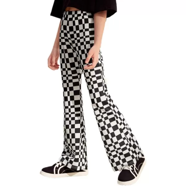 Arshiner Girls Print Flare Leggings Kids Elastic High Waisted Bell Bottoms Yoga Pants with Pockets