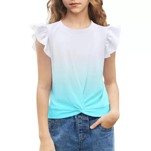 Arshiner Girls Shirt Short-Sleeve Twist Front T-Shirt for Girls Cute Flying Sleeves Summer Blouse for Girls Tunic Tee Tops