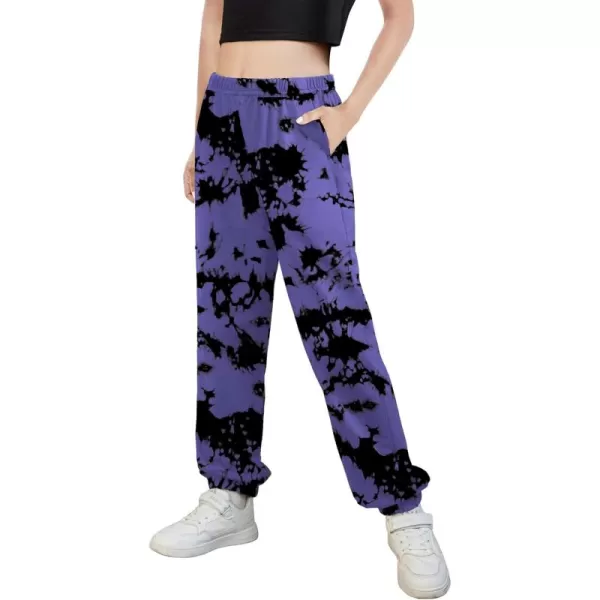 Arshiner Kids Girls Tie Dye Joggers Comfort Loose Sweatpants High Waist Trouser