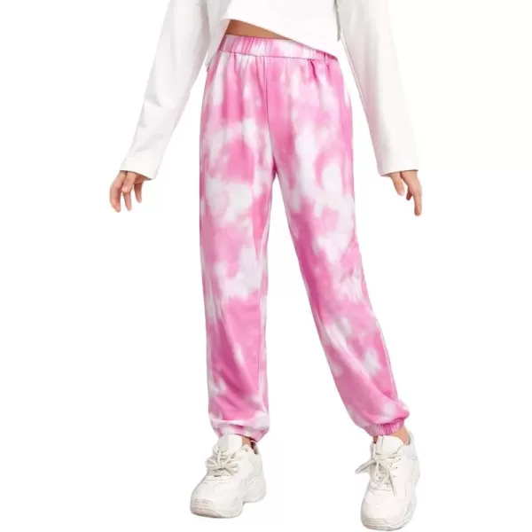 Arshiner Kids Girls Tie Dye Joggers Comfort Loose Sweatpants High Waist Trouser