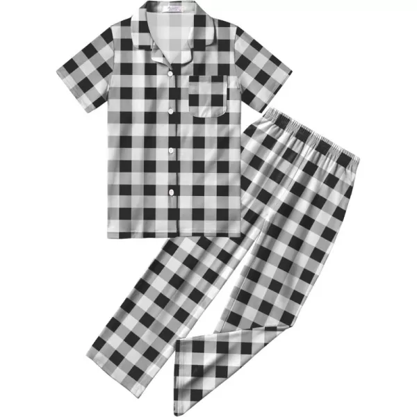Arshiner Pajamas for Girls Short Sleeve Long Pants Outfit 2 Piece Sleepwear Button Pjs Sets
