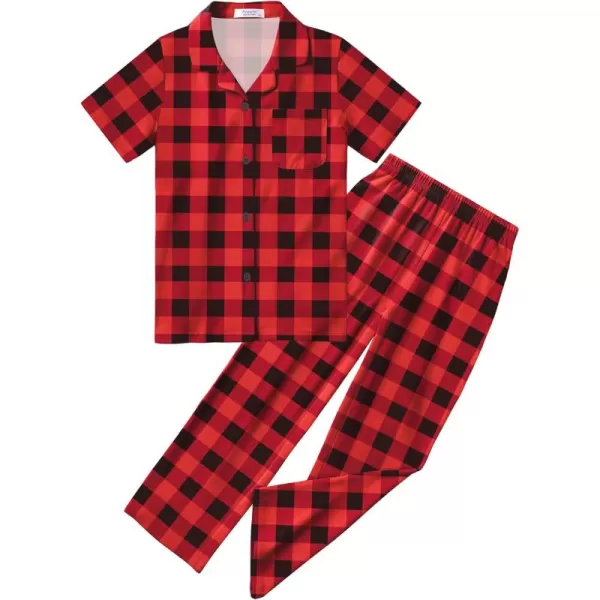 Arshiner Pajamas for Girls Short Sleeve Long Pants Outfit 2 Piece Sleepwear Button Pjs Sets