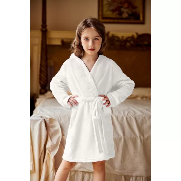 Arshiner Boys Girls Flannel Bathrobes Soft Fuzzy Hooded Robe Sleepwear with Belt for Kids