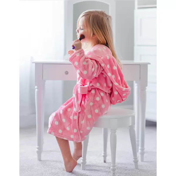 Arshiner Boys Girls Flannel Bathrobes Soft Fuzzy Hooded Robe Sleepwear with Belt for Kids