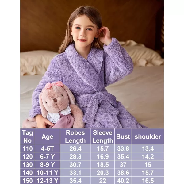 Arshiner Boys Girls Flannel Bathrobes Soft Fuzzy Hooded Robe Sleepwear with Belt for Kids