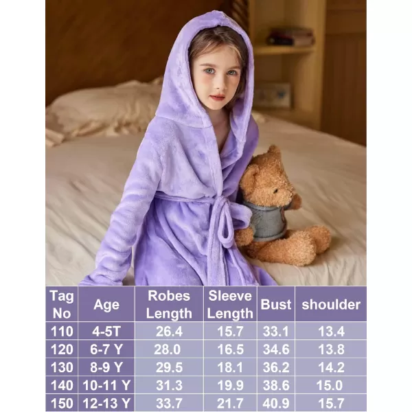 Arshiner Boys Girls Flannel Bathrobes Soft Fuzzy Hooded Robe Sleepwear with Belt for Kids