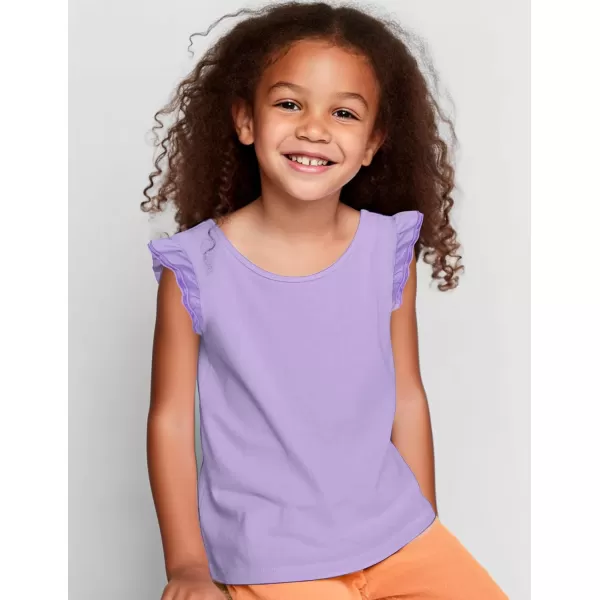 Arshiner Girls Basic Ruffle Sleeve Cute T-Shirt Stretchy Tunic Tank Tops School Blouse