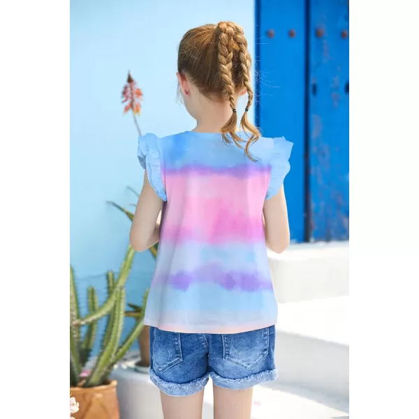 Arshiner Girls Basic Ruffle Sleeve Cute T-Shirt Stretchy Tunic Tank Tops School Blouse
