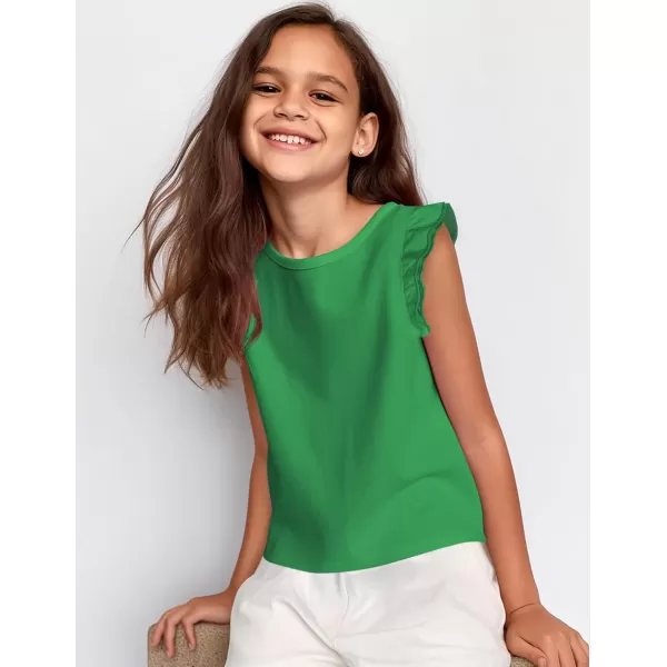 Arshiner Girls Basic Ruffle Sleeve Cute T-Shirt Stretchy Tunic Tank Tops School Blouse