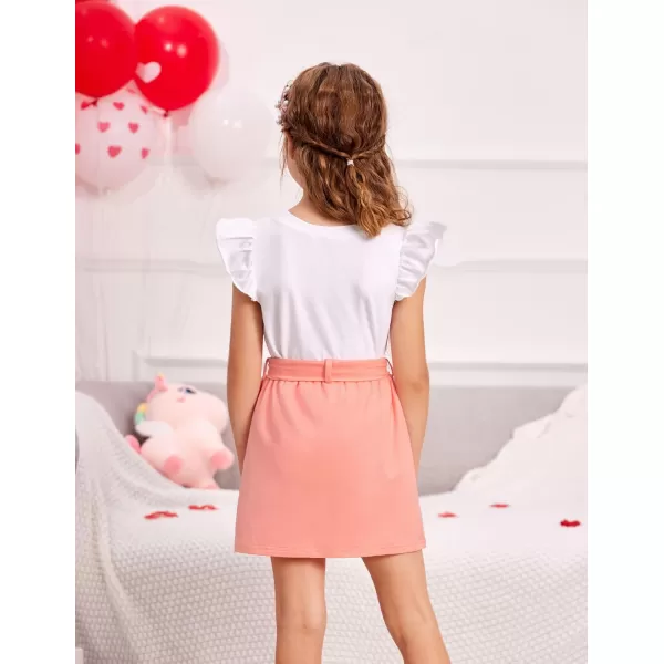 Arshiner Girls Basic Ruffle Sleeve Cute T-Shirt Stretchy Tunic Tank Tops School Blouse