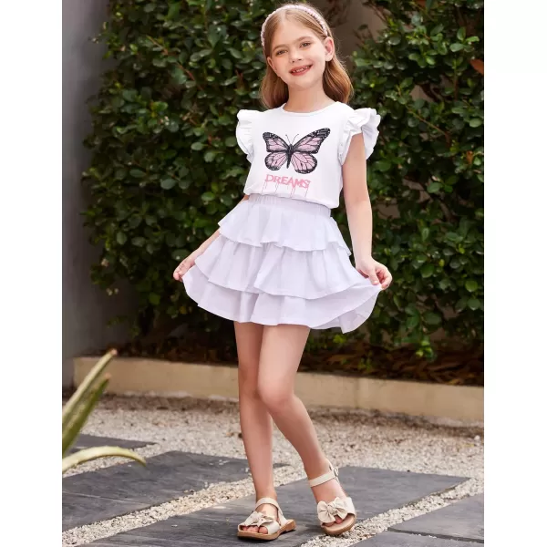 Arshiner Girls Basic Ruffle Sleeve Cute T-Shirt Stretchy Tunic Tank Tops School Blouse