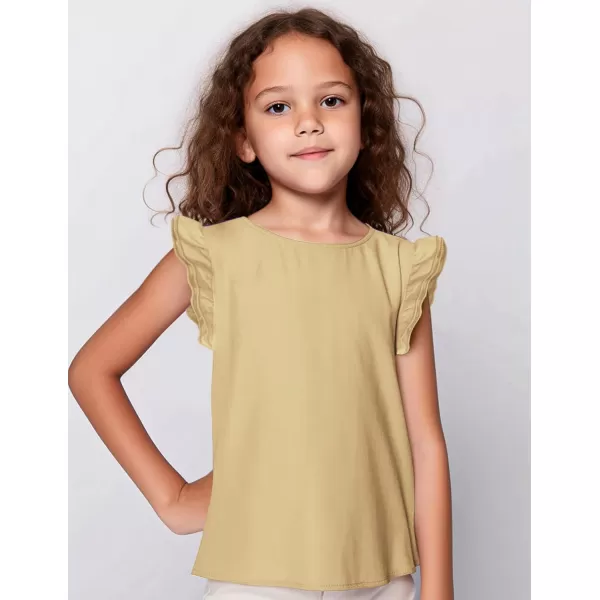 Arshiner Girls Basic Ruffle Sleeve Cute T-Shirt Stretchy Tunic Tank Tops School Blouse
