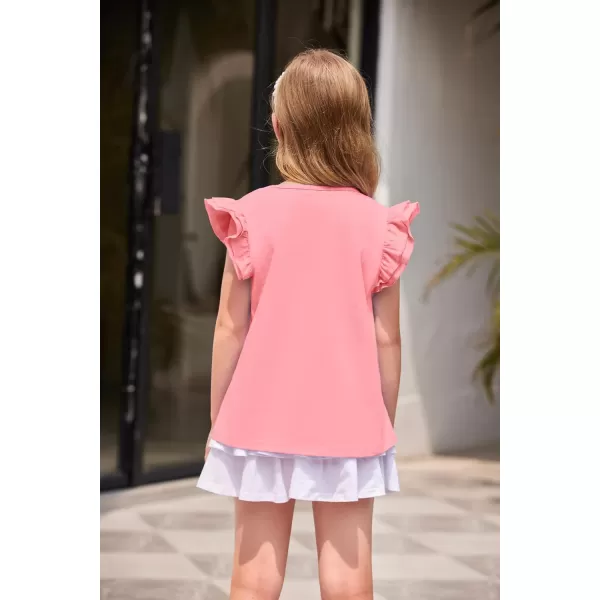 Arshiner Girls Basic Ruffle Sleeve Cute T-Shirt Stretchy Tunic Tank Tops School Blouse