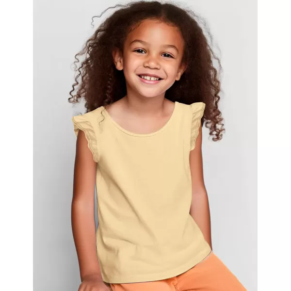 Arshiner Girls Basic Ruffle Sleeve Cute T-Shirt Stretchy Tunic Tank Tops School Blouse
